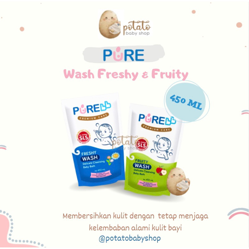 Pure Baby Wash Freshy &amp; Fruity 450ml - sabun mandi