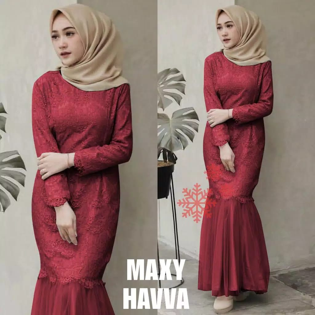 Pakaian Muslim Wanita  Kekinian/Maxi HAVVA Size L - XL / Matt Brokat Glitter Mix Tille Tutu