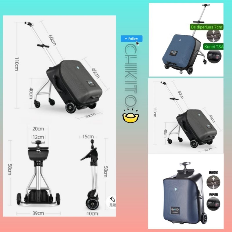 CHIKITO New Koper Stroller Anak Q-Box Eazy Luggage Cabin Size Koper Travel Qbox