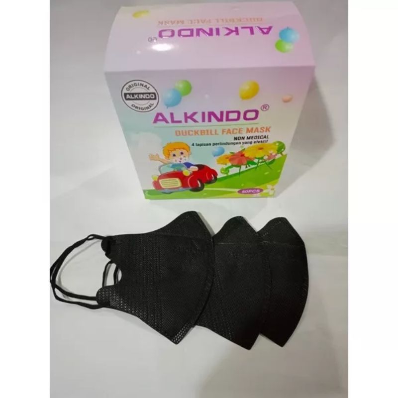 Masker Duckbill Anak Alkindo 4 Ply Disposable Face Mask Isi 50 Pcs