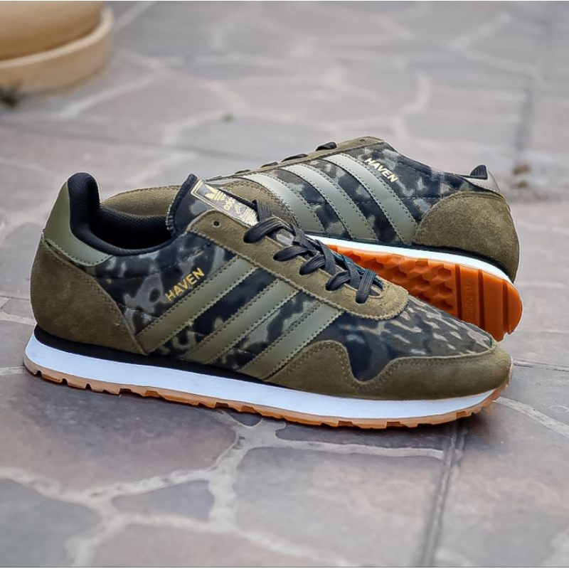 Sepatu Sneakers Casual Pria Adidas Haven Green Camo Original