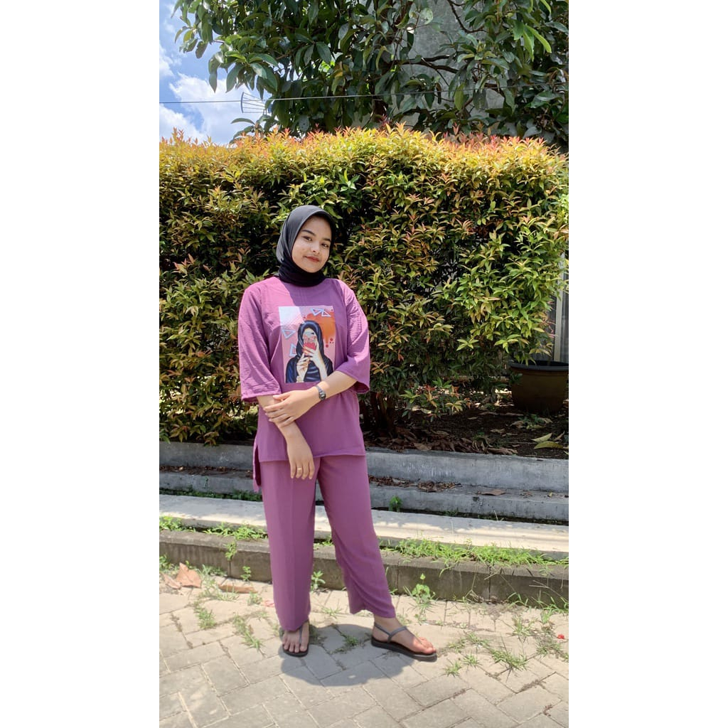 SETELAN WANITA TERBARU DIANTY SET BAHAN CRINKLE AIRFLOW  APLIKASI SABLON UKURAN M  L XL XXL LD 100 - 120 CM PC 96 CM REALPICT SETELAN CELANA DAN ATASAN WANITA SETELAN CRINKLE JUMBO ONE SET WANITA KOREAN STYLE SETELAN WANITA TERBARU 2023 KEKINIAN