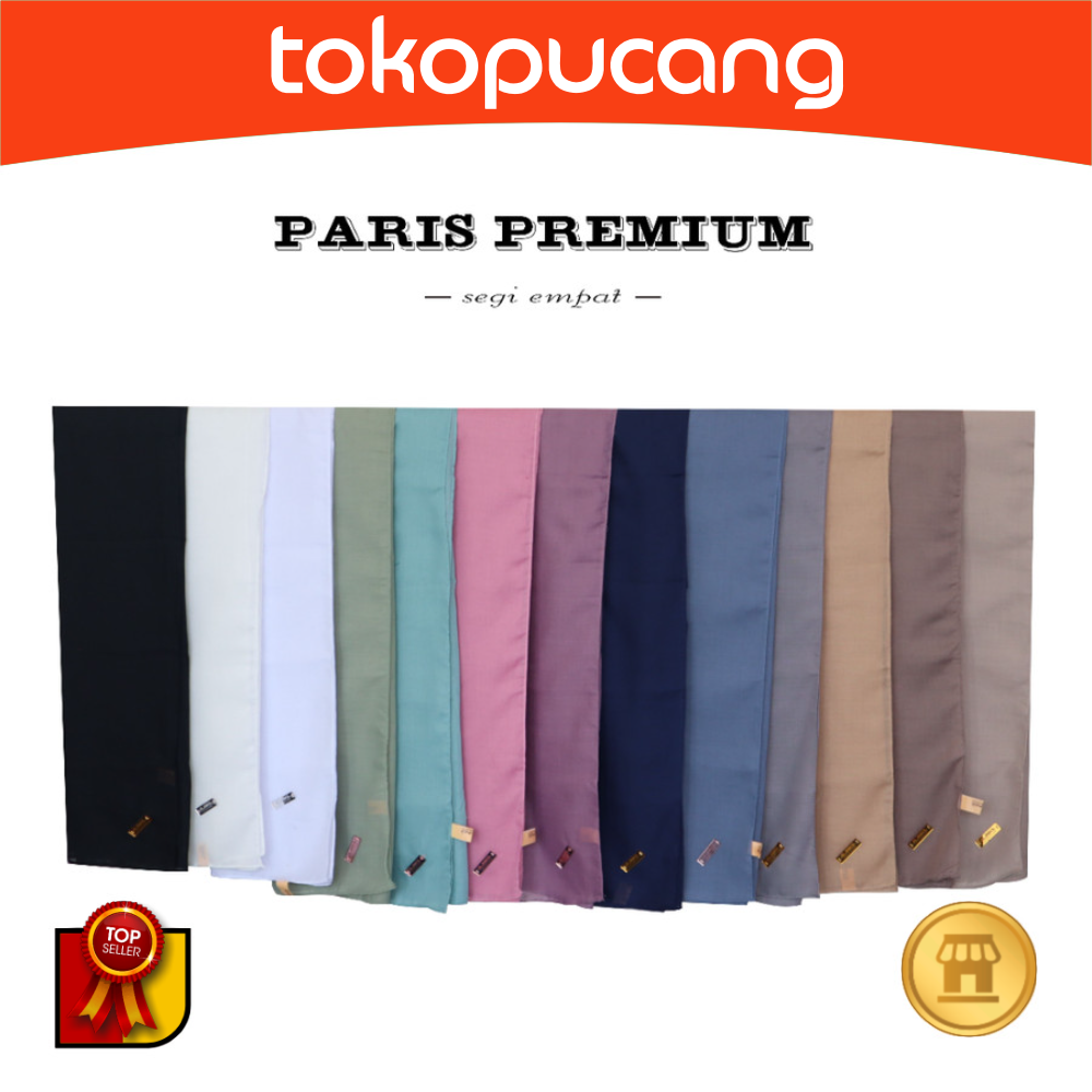 Hijab Segi Empat Paris Premium Polos / Kerudung Segi Empat Paris