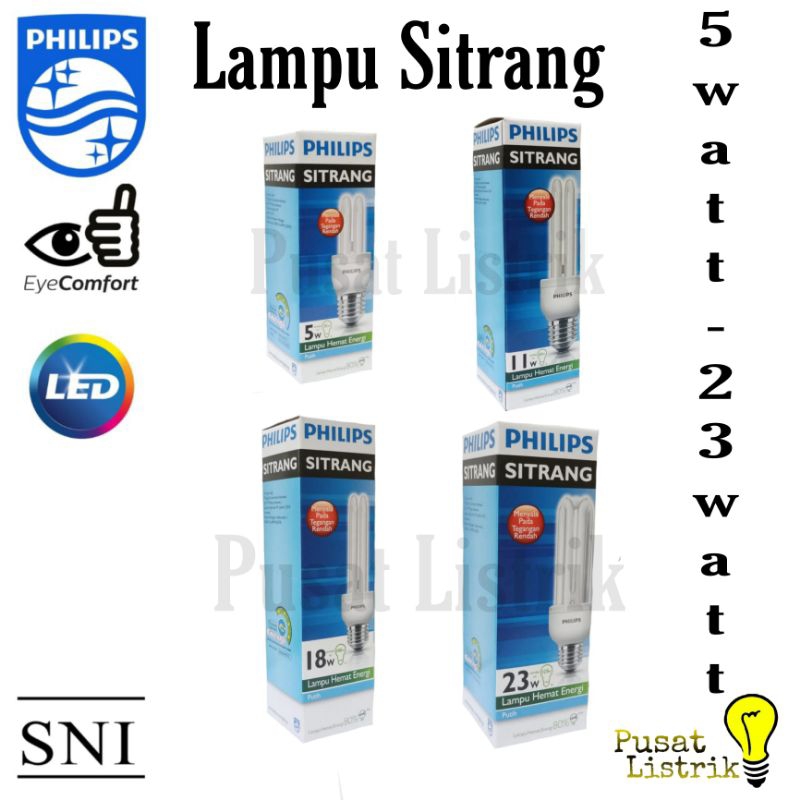 Lampu Sitrang 5watt-23watt Philips Putih Lampu Jari 5w 11w 18w 23w E27