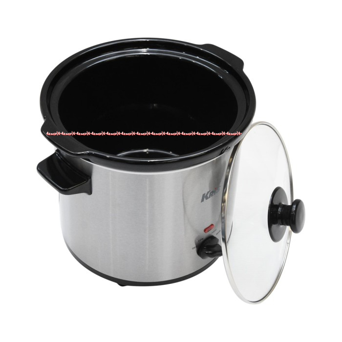 Kris Slow Cooker 3.5Liter Warna Silver Model Oval Pemasak lambat Masak MPASI Memiliki Tombol Dapat Digunakan Mengatur Suhucrock Pot Krischer 3.5 L