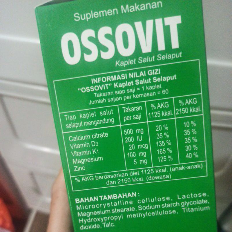 Ossovit Suplemen Vitamin Kalsium tulang anak dewasa strip Box 60 kaplet