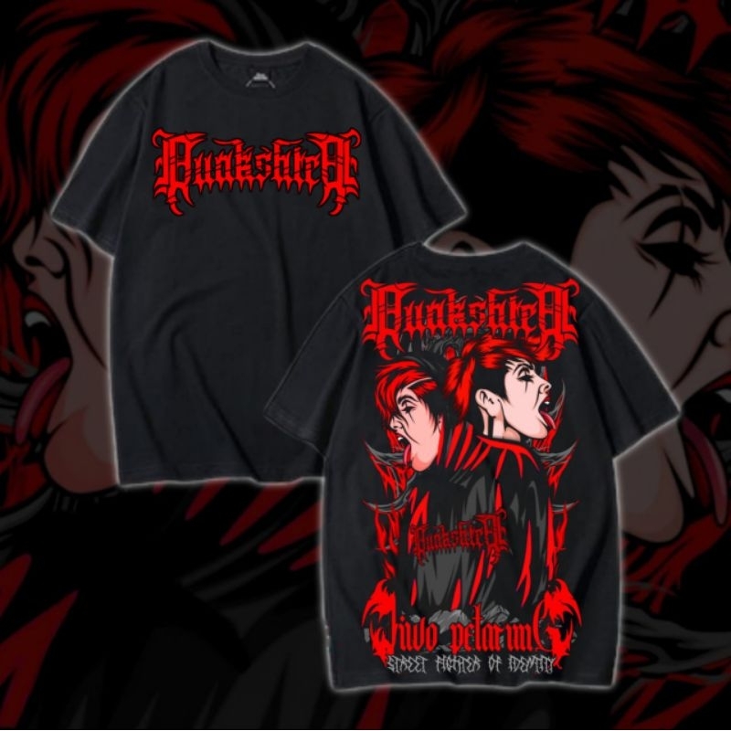 Kaos Punkshter Merah Desain Distro Terbaru Bahan Cotton Combed Sablon Dtf Terbaik Anti Pecah