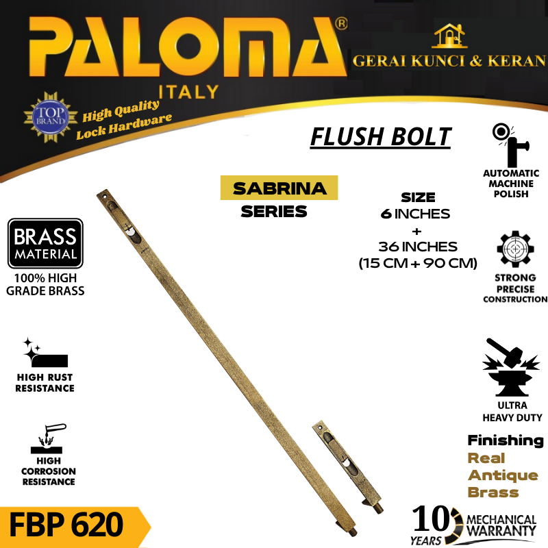 PALOMA FBP 620 Flush Bolt  Sabrina 6&quot;+36&quot; Grendel Tanam Slot Pintu RAB