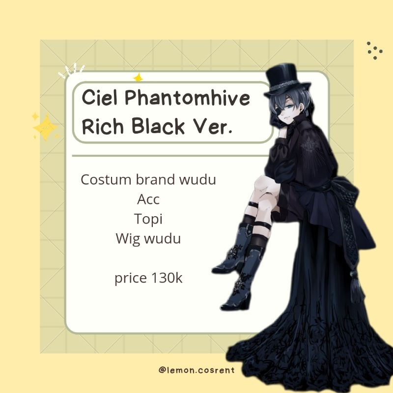 Rental/sewa ciel phantomhive rich black ver (pelunasan)