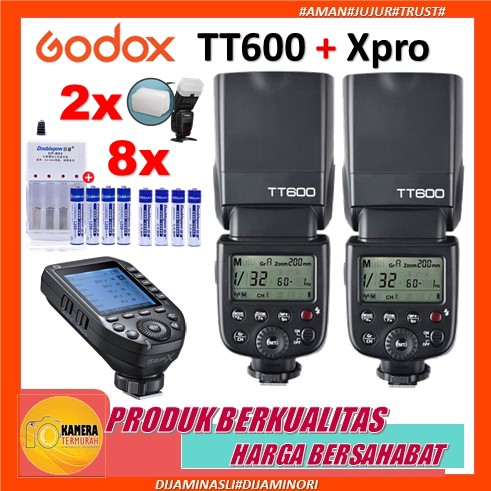 Paket Flash Godox TT-600 tt600 2pcs plus Trigger Godox xpro Cano Sony Nikon Fujifilm