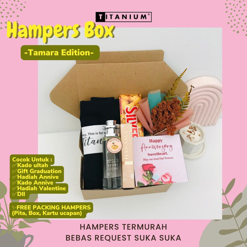 

HAMPERS TAMARA CEWEK KADO HADIAH BESTIE CEWEK GIFTBOX ULTAH GRADUATION ANNIVERSARY / HAMPERS PACAR / KADO ULTAH