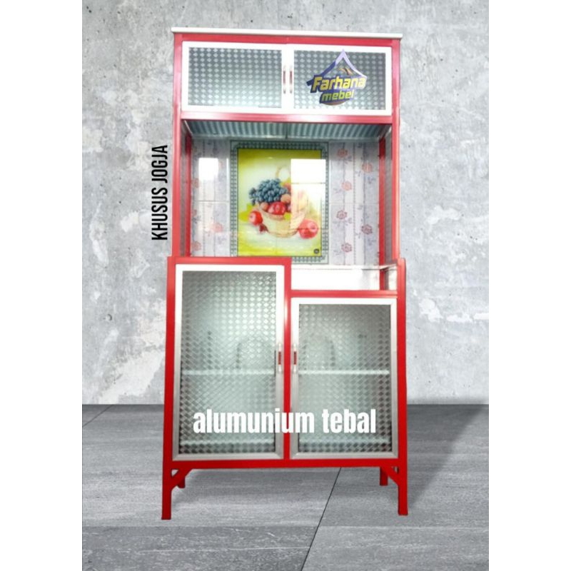 Lemari piring alumunium TEBAL / Rak piring aluminium 2 pintu ISTIMEWA