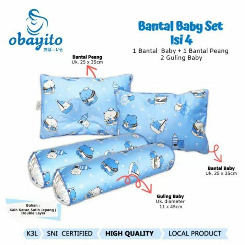 OBAYITO BANTAL BABY SET ISI 4 ATAU BANTAL DAN GULING BAYI DAN ANAK SET 1 HARGA DAPAT 4 PCS