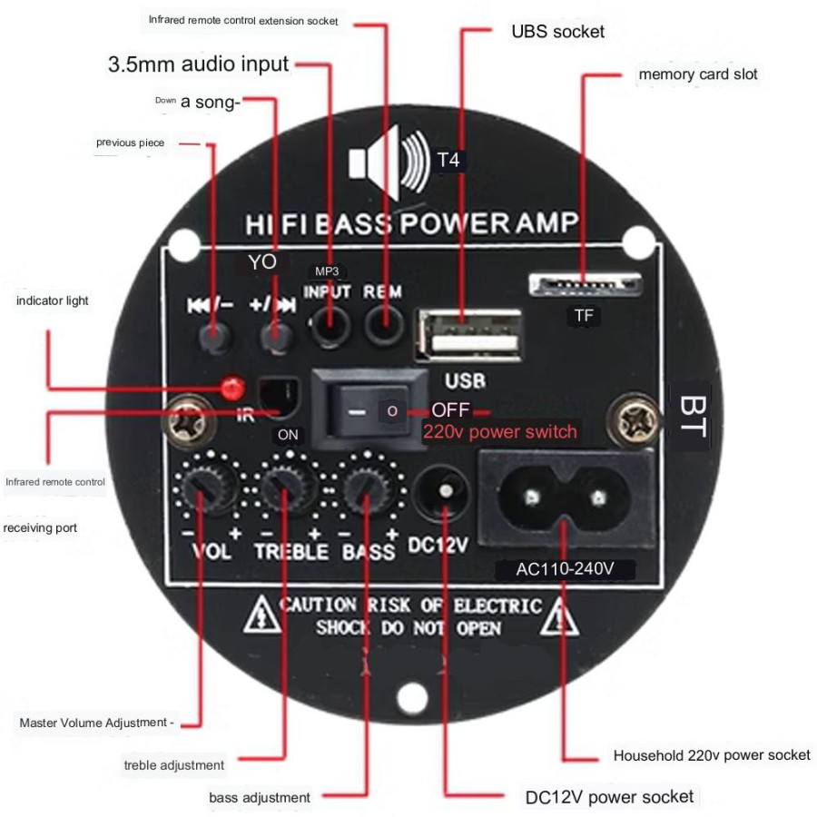 Power Amplifier car subwoofer Bluetooth (8311)