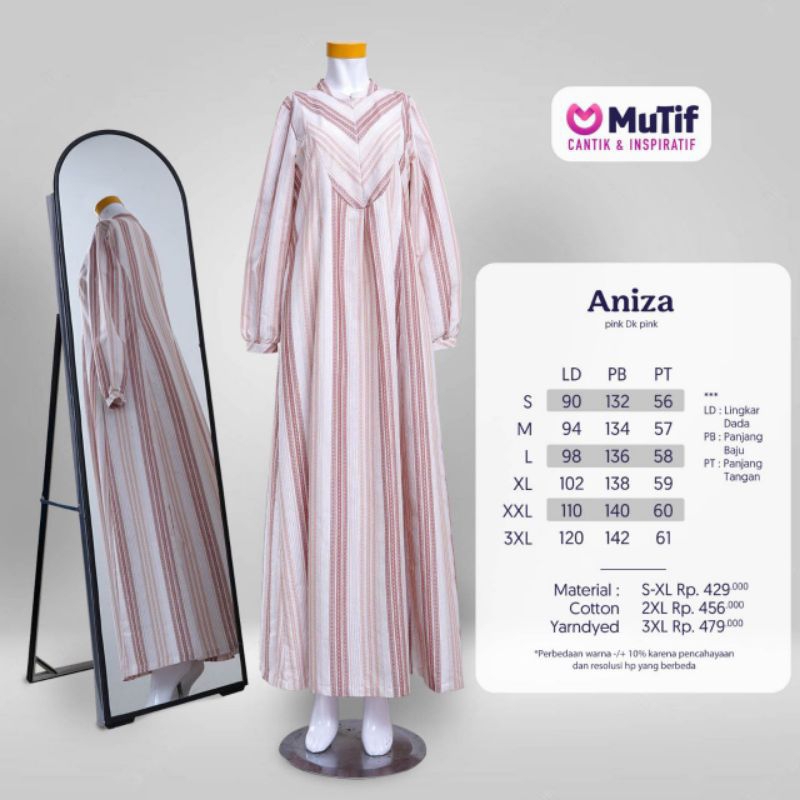 Gamis Mutif Aniza (Pink Green Grey Navy Brown Pink Cream)