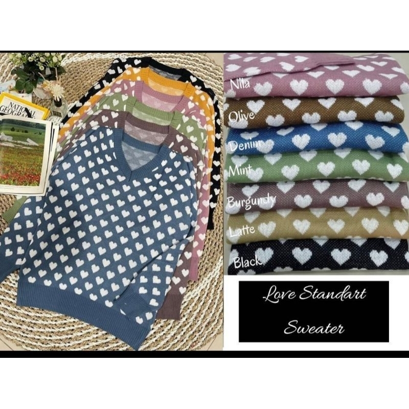 sweater rajut motif love