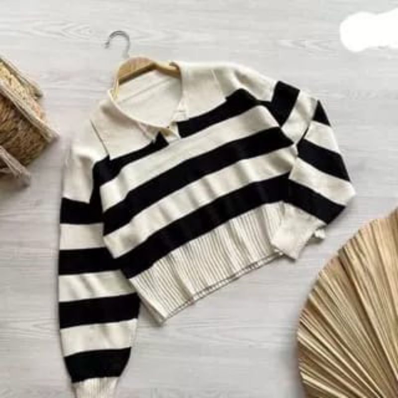 sweter rajut valencia/sweter blaster/atasan wanita/croptop/blouse korean/lengan panjang polo