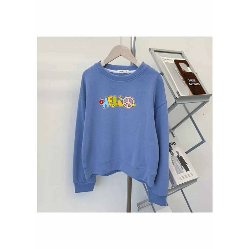 HELLO Sweater Wanita Korea M - XXL Fleece