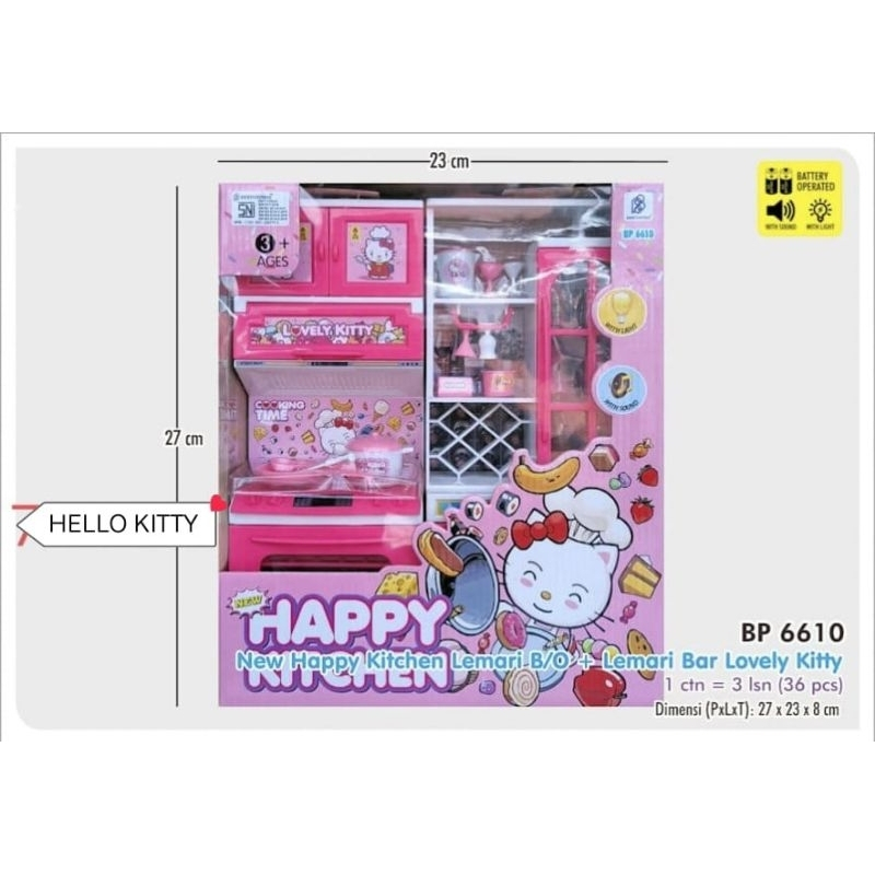 Mainan Anak Perempuan Masak Masakan Dapur Happy Kitchen Set Lemari Bar Karakter Bp6610 / Bp6612