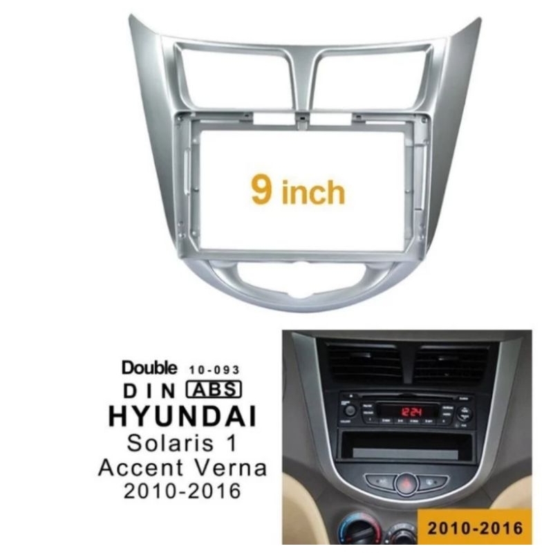 frame panel hyundai verna i25 9 inchi android 2010 up accent auto ac silver