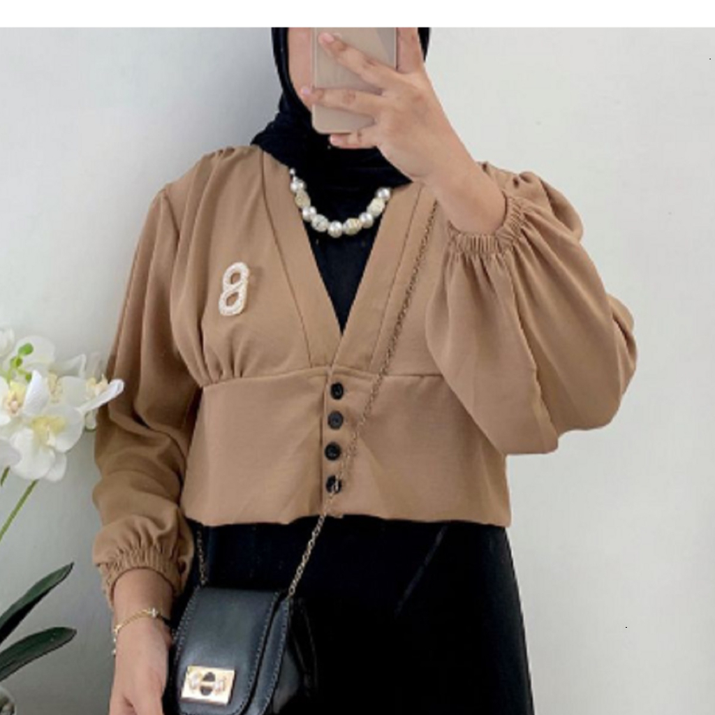 by asya TOP BLOUSE OUTER  SEMI  BIANCA BAHAN CRINCLE AIRFLOW