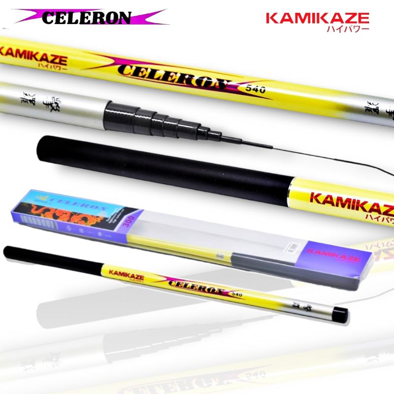 Kamikaze Joran Pancing Tegek Celeron 240cm - 720cm Bahan Carbon Ruas Pendek Mudah Untuk Dibawa Ringan dan Kuat