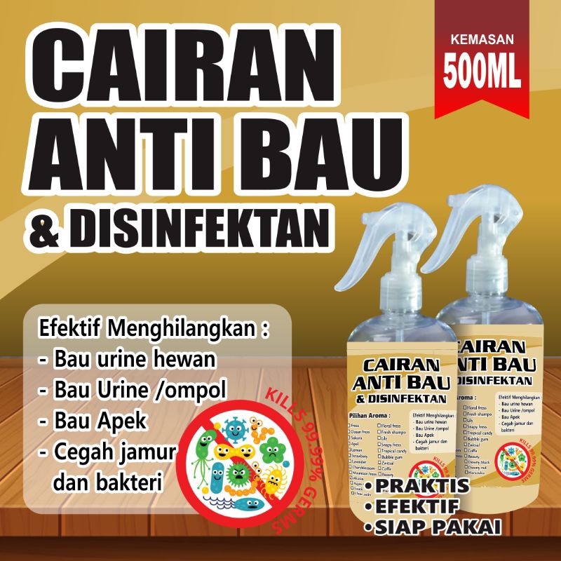 Cairan Anti Bau dan Disinfektan Aneka Aroma kemasan botol Spray Trigger 500 ml