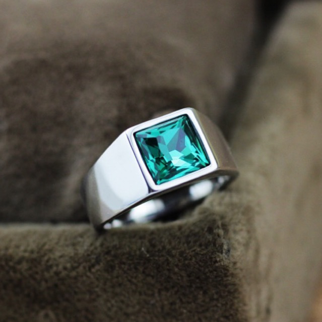 Cincin Titanium Pria Batu Onyx Anti Karat Model Kecil