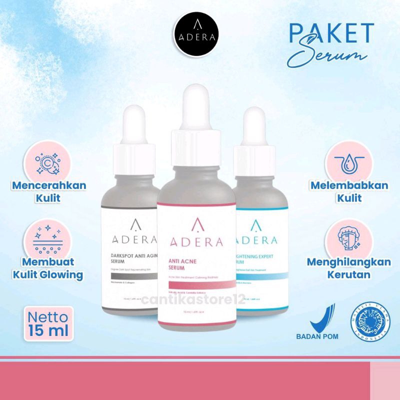 Adera face serum orginal | Adera serum wajah glowing | Bebas jerawat | Bebas keriput | Pembersih waj