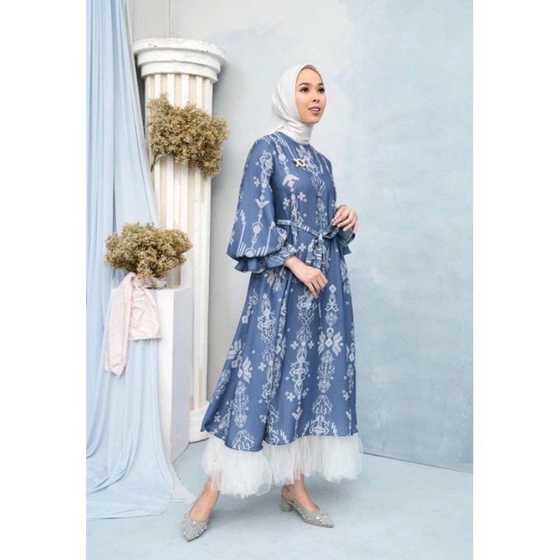 SALE NEW Lingga Dress Biru Nila by Wearing Klamby