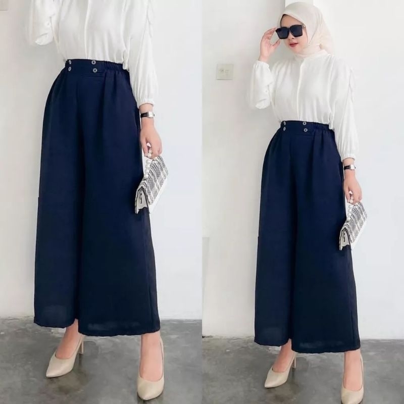 MEVLA KULOT CRINCLE PREMIUM / CELANA WANITA / WARNA HITAM GREY MUSTARD FUSHIA MILO DENIM LEMON GREEN