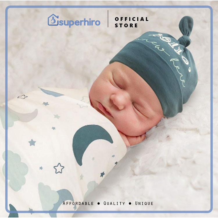 BEDONG BAYI BABY WRAP HOODIE SWADDLE SELIMUT KATUN DENGAN TOPI