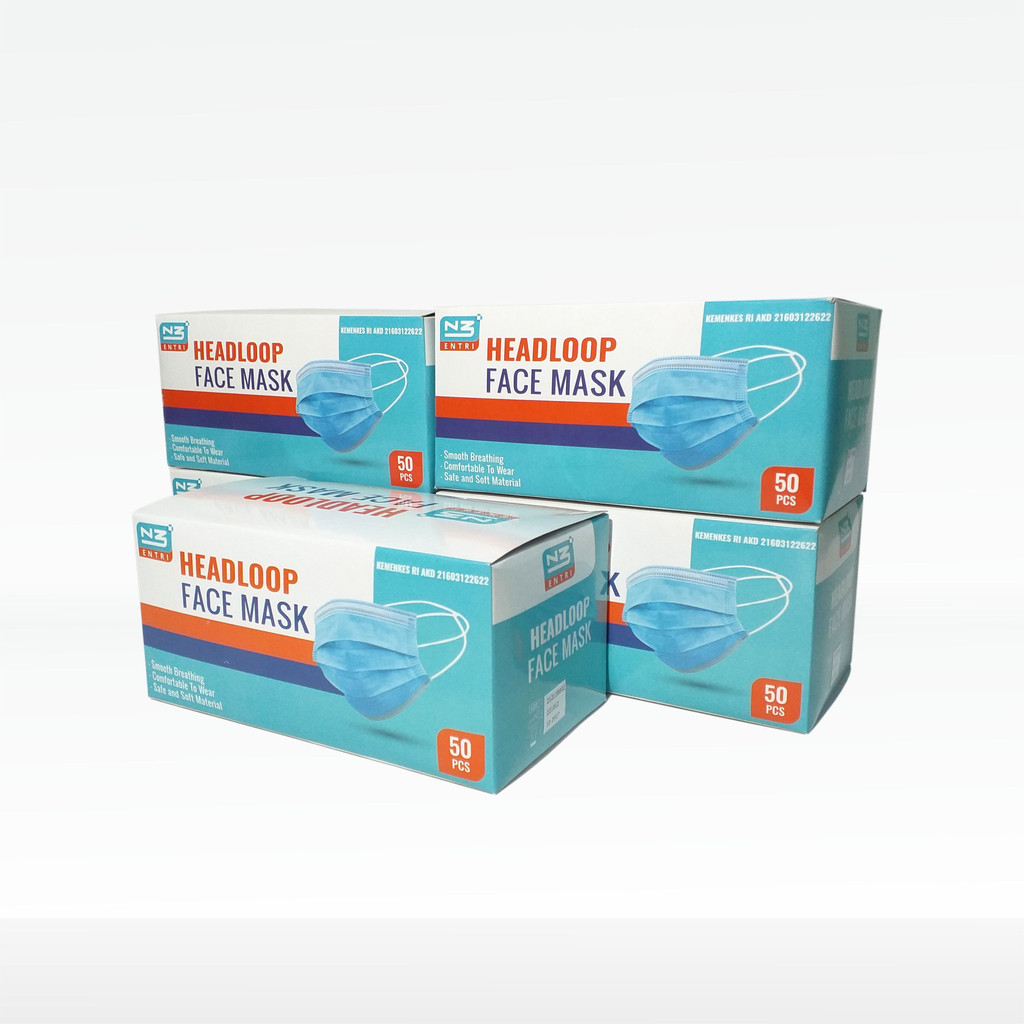 MASKER HIJAB N3 SURGICAL FACE MASK HEADLOOP 3 PLY N3