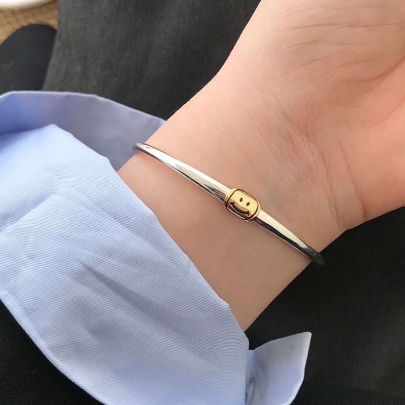 ChrystalxSea Gelang Wanita Silver S925 Smile - Silver Bangle for Women S925