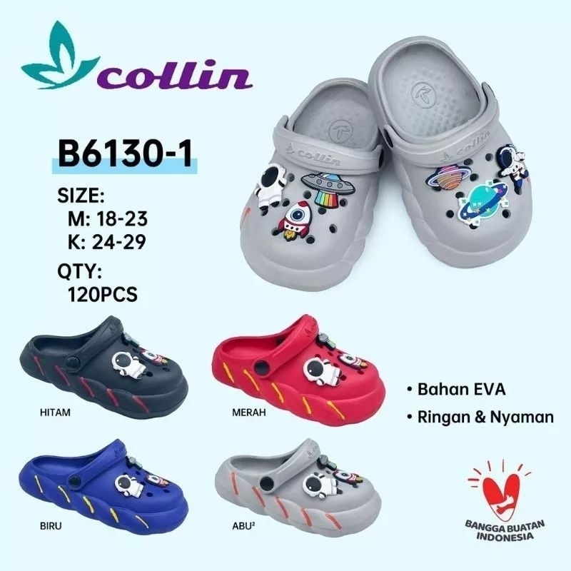 PS -  Sandal Sendal Baim Astronot Anak Bayi Laki Laki 1 2 3 4 5 6 Tahun Jibbitz Astro Bahan Eva Karet Collin Size 18 19 20 21 22 23 24 25 26 27 28 29