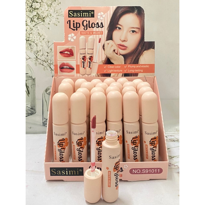 [ 12 PCS ] Lipgloss Sasimi Velvet &amp; Matte Waterproof / Lip gloss Sasimi Velvet