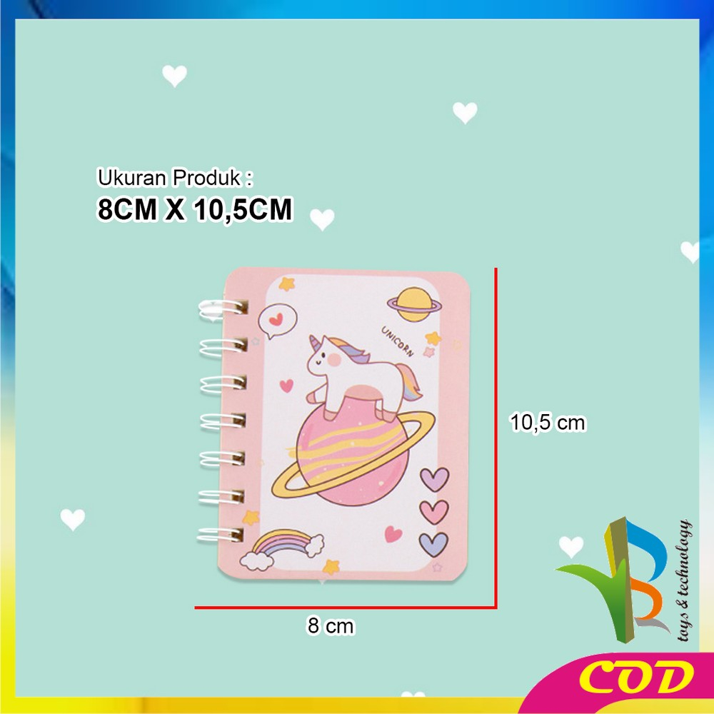 RB-A58 Buku Catatan Kartun Memo Kecil A7 80 Lembar / Buku Kecil Notebook Ring Motif Notepad / Buku Mini Alat Tulis Portable