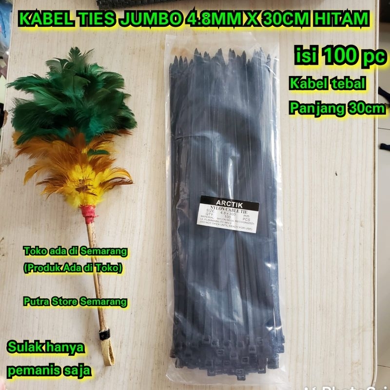 kabel ties Jumbo 4.8mm x 30cm jumbo Warna Hitam 100 pc kabel tis ukuran besar dan tebal