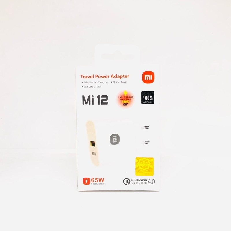 Adapter Charger Xiaomi 12 65W 4.0A 1usb Batok Kepala Charger Casan Xiaomi Redmi Promo BY SMOLL