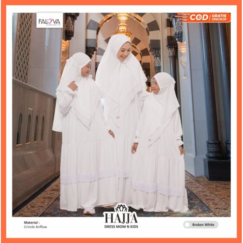 Umrah Hajj Series by Falova Gamis Couple Ibu dan Anak Airflow Furing Rayon Khimar Mom Jumbo/Khimar A