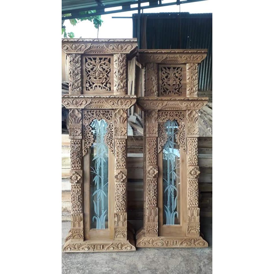 jendela gebyok ukir jati pintu model kaca motif