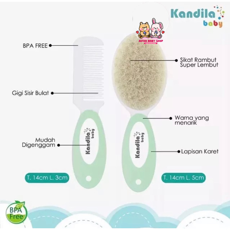 Kandila KDL009 Baby Comb &amp; Brush Set Sikat &amp; Sisir Bayi