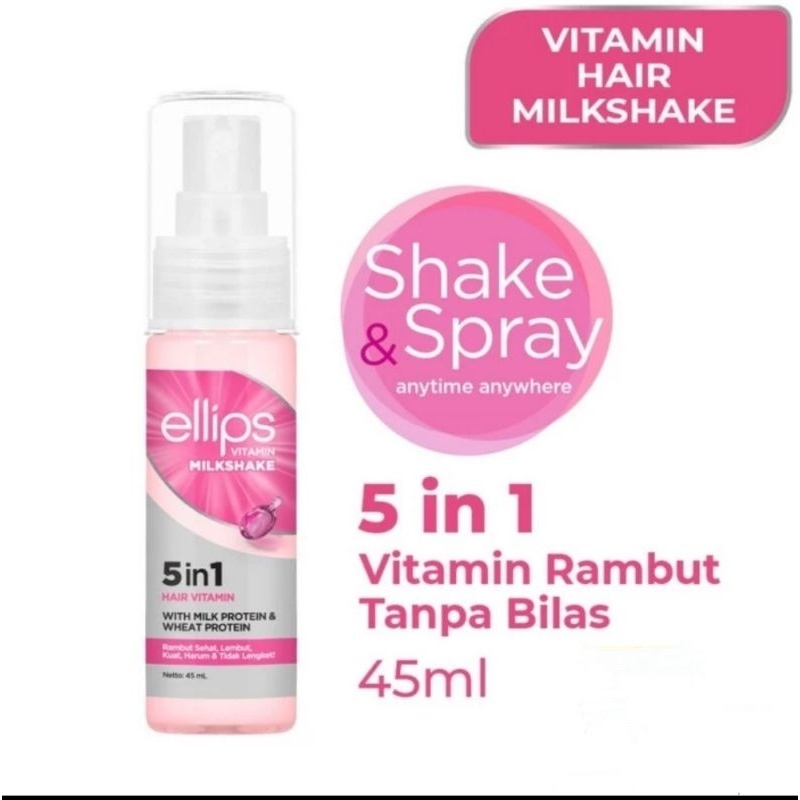 ELLIPS Vitamin Milkshake 5 in 1 Hair Vitamin Rambut Shake Spray-45ml