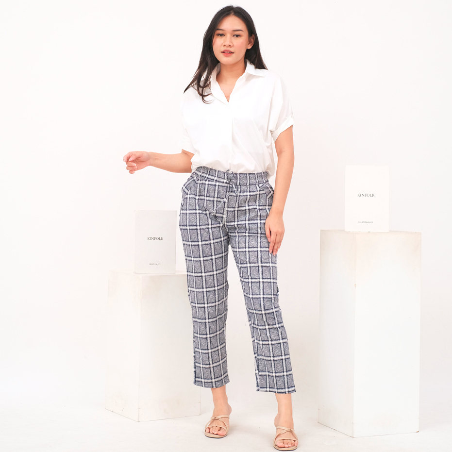 NHM TARTAN PANTS JUMBO - Celana Panjang Wanita Jumbo