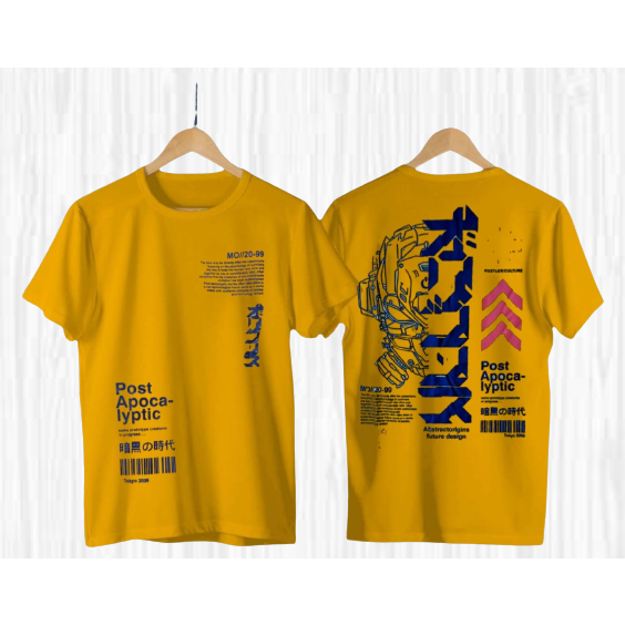 Kaos Pria Tshirt Distro Terbaru Keren Lengan Pendek Jepang Bergambar Robot Kuning