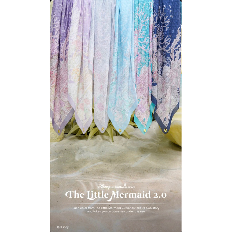 The little mermaid 2.0 buttonscarves BS TLM Buttonscarves the sevilla series Voile Square cielo verd