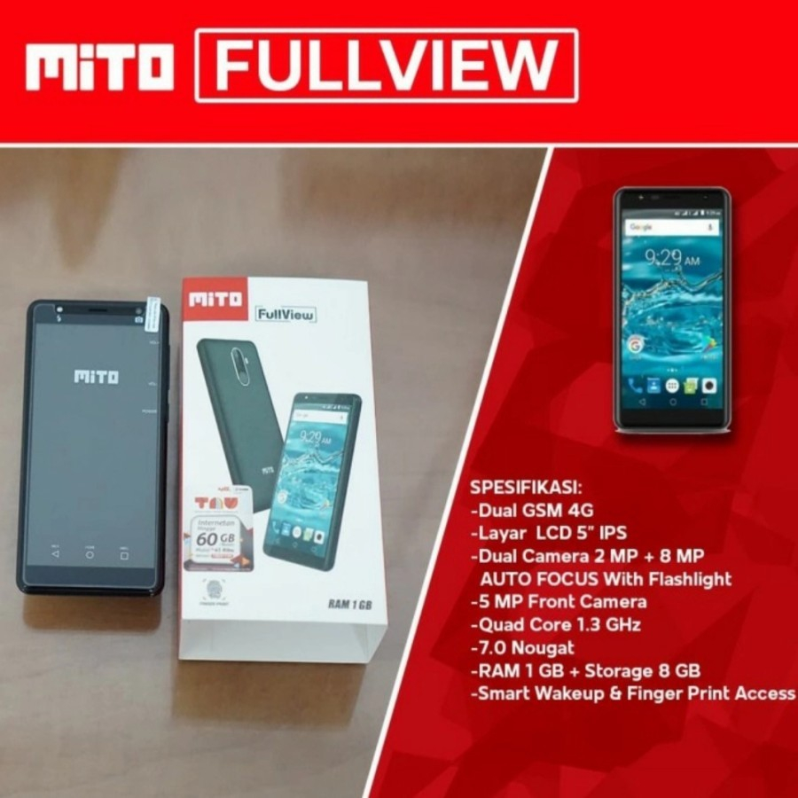 Hp Android Smartphone Mito A16 Ram 1GB 4G Fullview Fingerprint