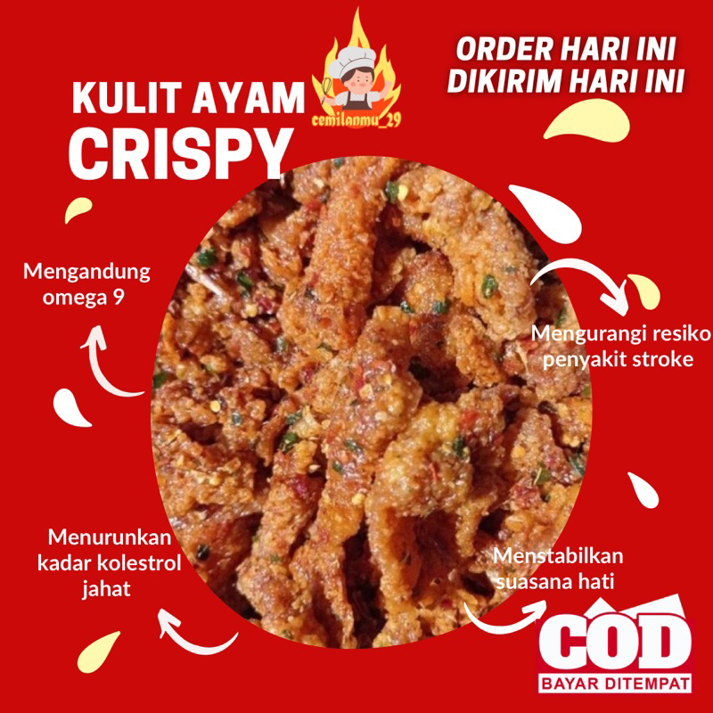 

(PROMO) Kulit Ayam Crispy Murah krispi pedas daun jeruk Nampol 70 Gram Popular Terenak