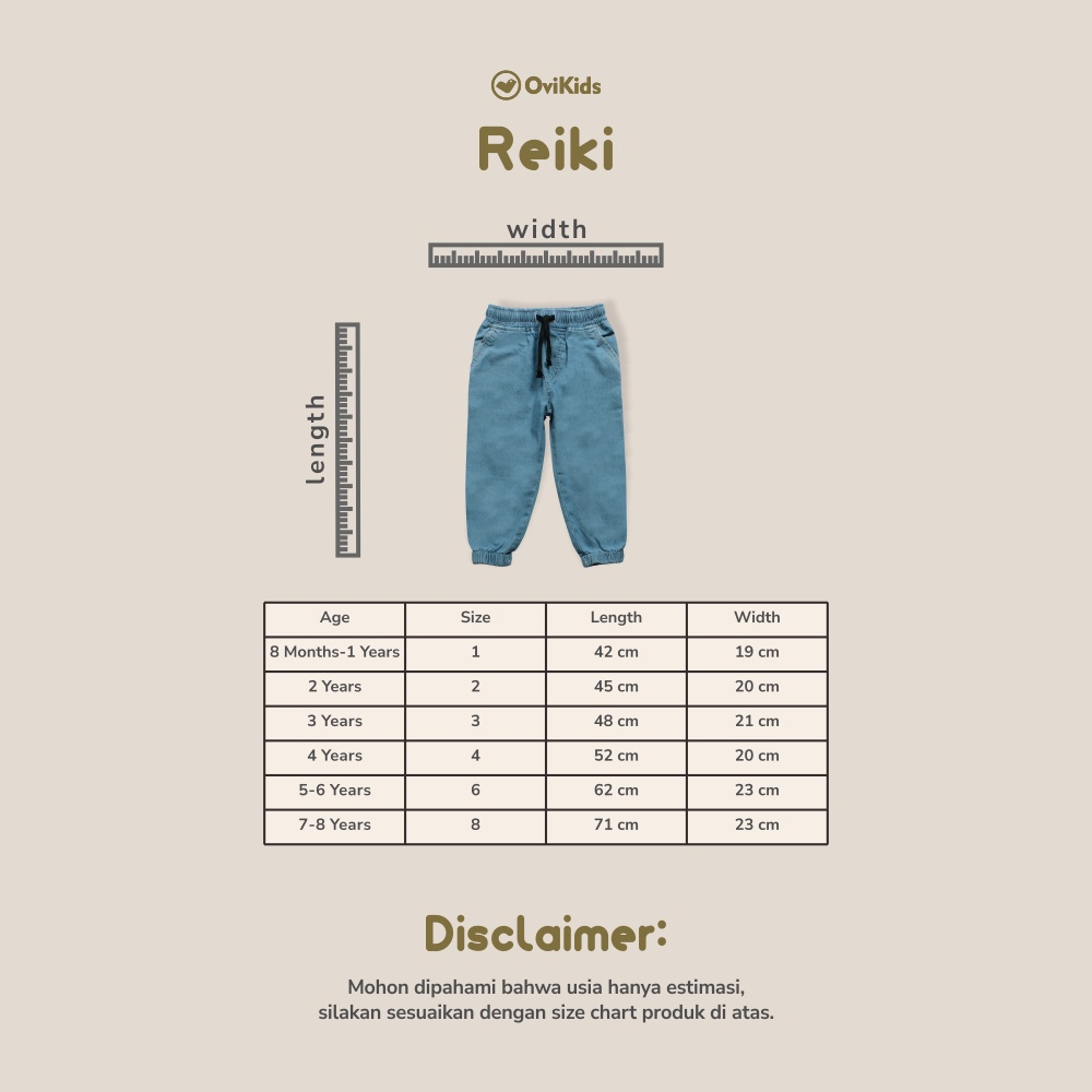 REIKI-Celana Jogger Anak Jeans Anak Perempuan Laki-Laki CELANA PANJANG ANAK (1-8 Tahun) OVIKIDS