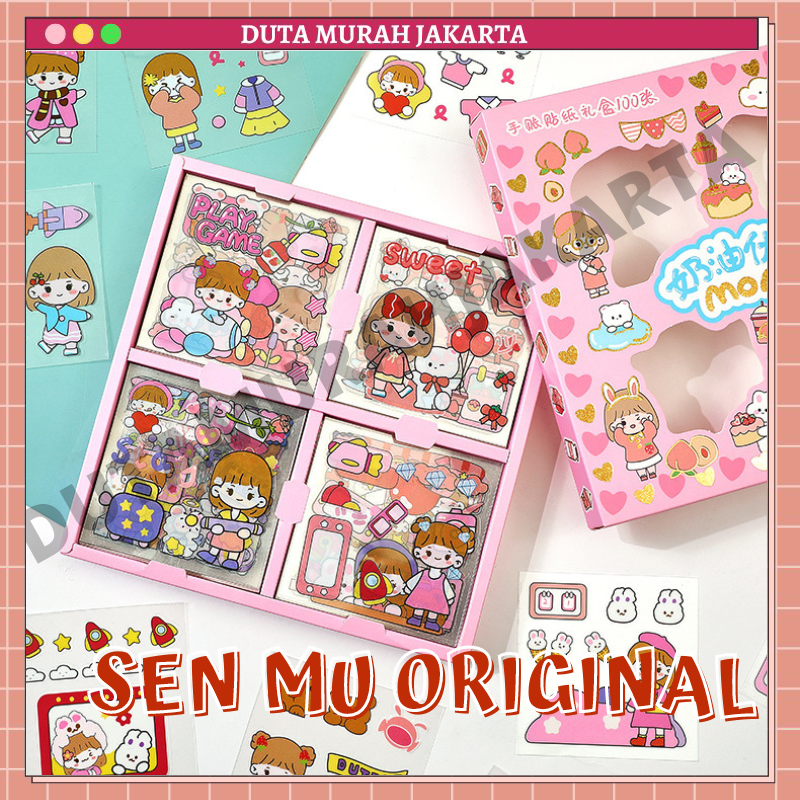 

100 Lembar Stiker Mix Warna Motif Kartun Korea Lucu Anti Air Dekorasi Handbook Scrapbook DIY DMJ